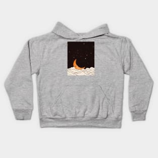 Moon Resting On Clouds Kids Hoodie